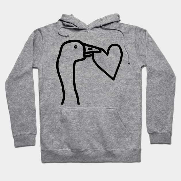 Portrait of a Gaming Goose Stealing a Heart Valentines Day Line Drawing Hoodie by ellenhenryart